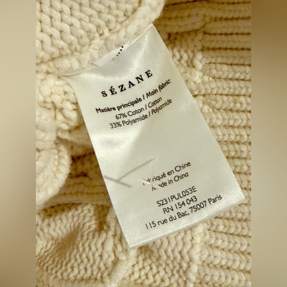 NWT Sézane Melvin Sweater Cotton Ecru - Picture 5 of 5